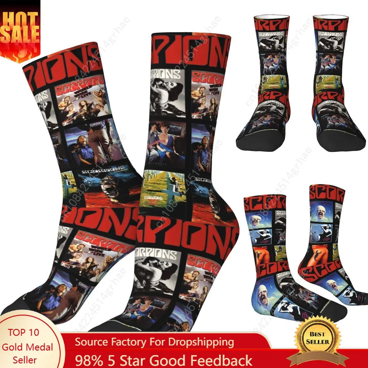 

Women Men Socks Album Scorpions Music Metal Rock Band Stockings Winter Casual Soft Breathable Socks Graphic Non Skid Socks
