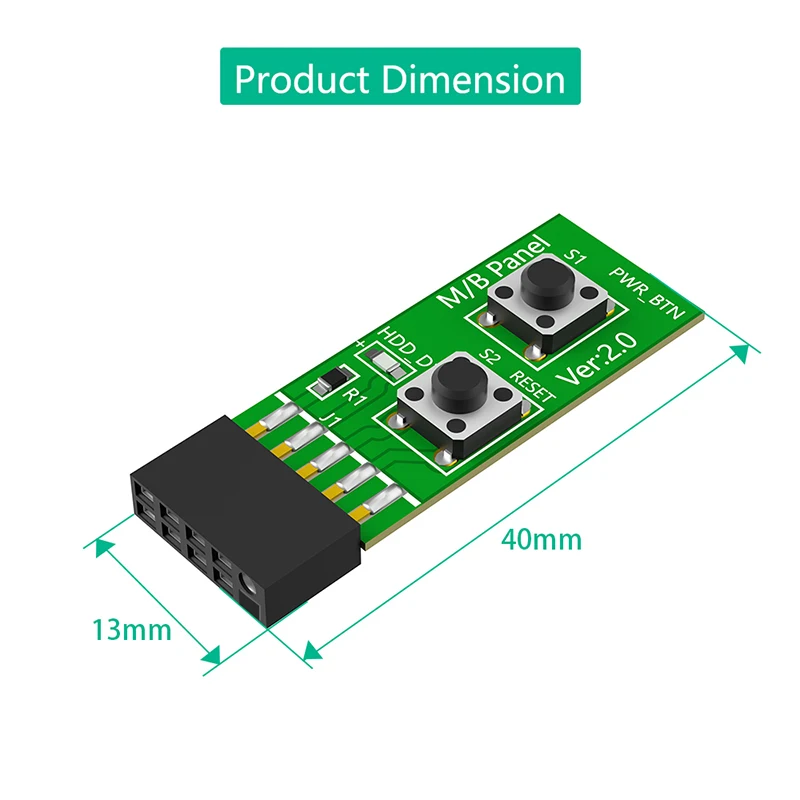 2x5-Pin to Reset Button + Power ON/OFF Button Switch Board Adapter with HDD LED Indicator for Desktop PC for WIN7/10/11 Linux OS