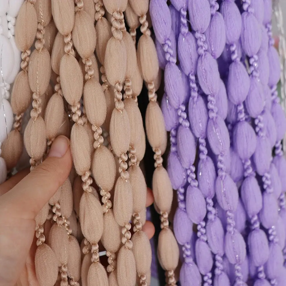 Retro Door Curtain Beaded String Curtain Tassel Solid Color Beaded Door Curtain 1*2M Tassel Window Curtain Home Decor