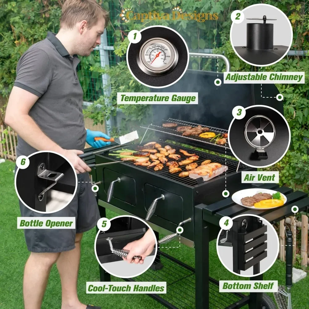 

Extra Large Charcoal BBQ Grill With Oversize Cooking Area(794 Sq.in.) Outdoor Barbecue Kitchen Utensils Electric Grills Cook Gas