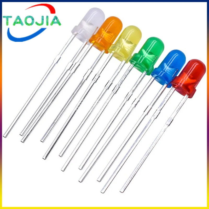 100 teile/los 3mm 5mm LED Rot Grün Gelb Blau Weiß F3 F5