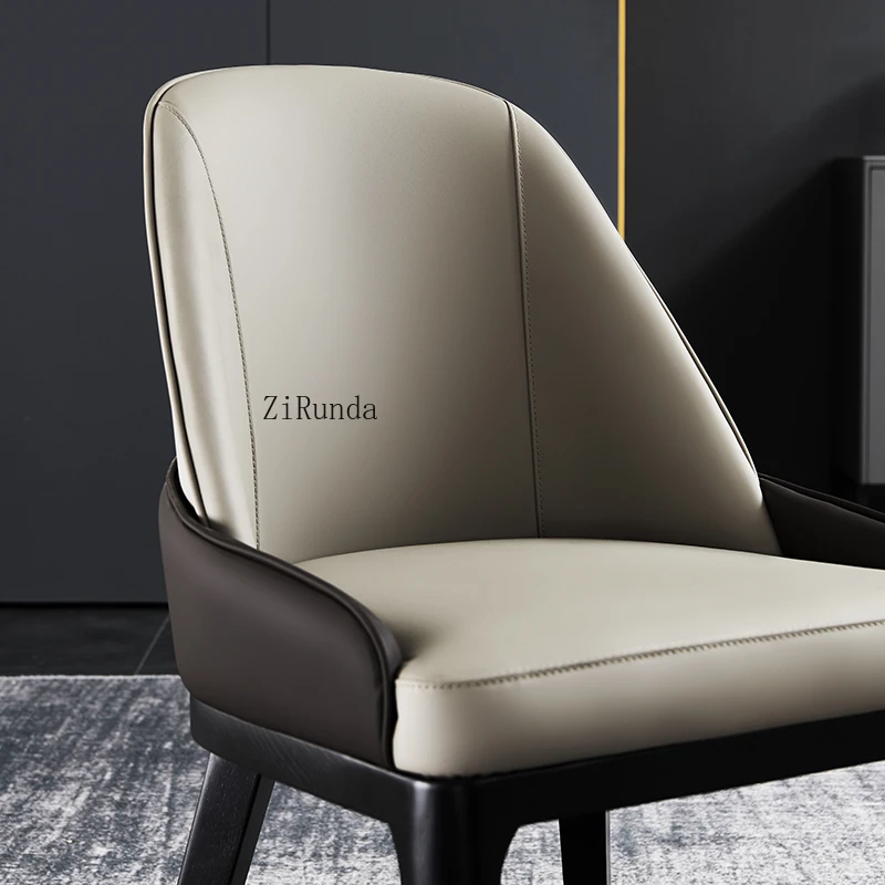   كرسي طعام إيطالي فاخر وخفيف الوزن وحديث وبسيط وسميك الساق مصنوع من الجلد ومسند ظهر مريح