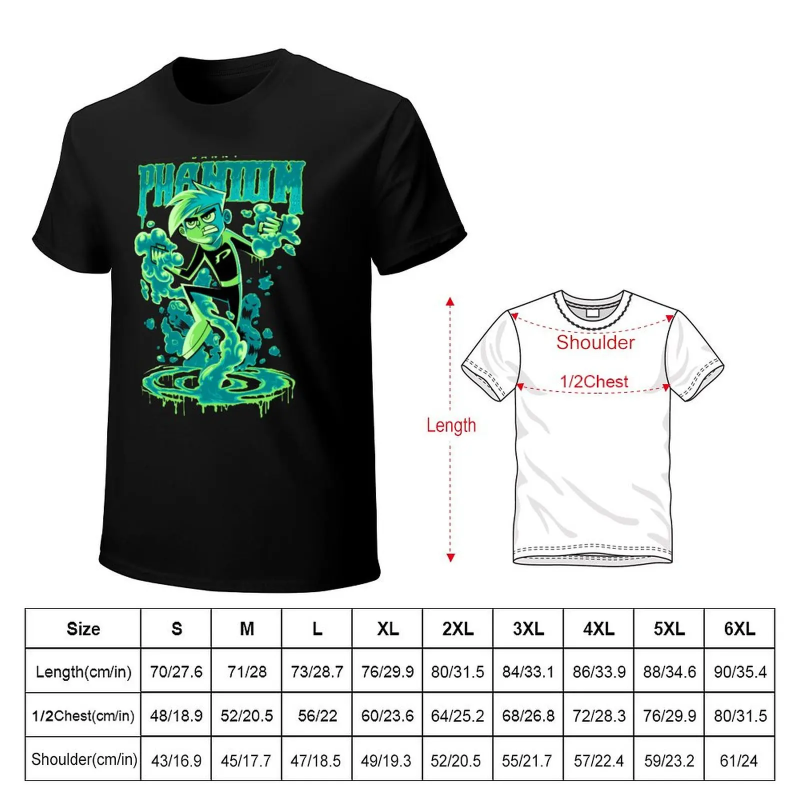 Danny Phantom Ghost Hunting Superhero Power Up T-Shirt Minimalist Plain Crew Neck T-Shirt