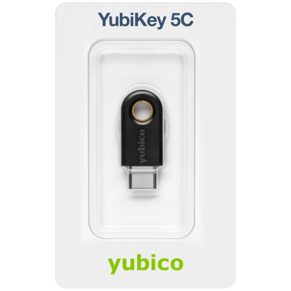 يوفر مفتاح الأمان Yubico Yubikey 5C USB-C دعم متعدد البروتوكولات بما في ذلك FIDO2، Yubico OTP، OATH HOTP، U2F، PIV، Open PGF