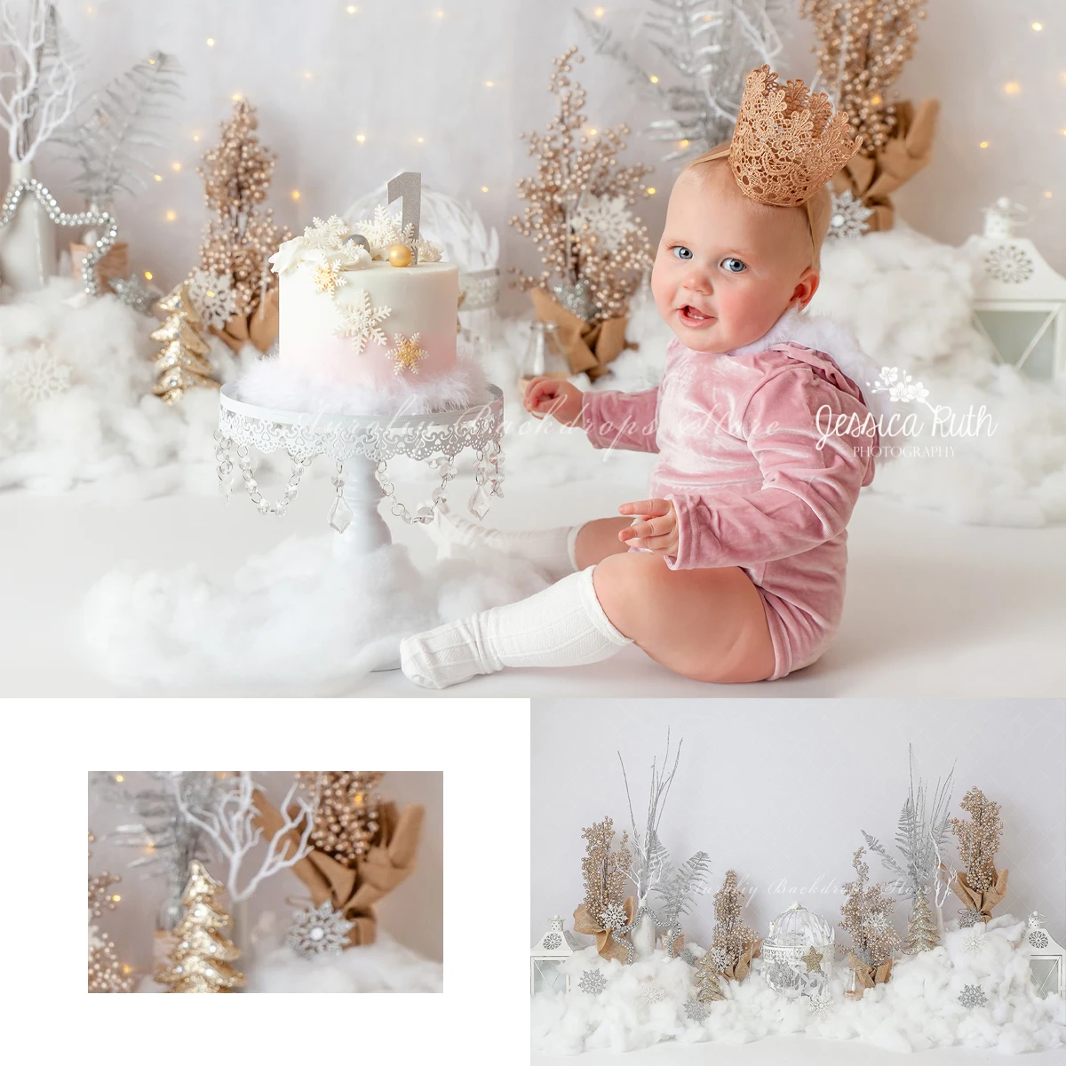 

Sparkle Gold Winter Backgrounds Kids Adult Photography Props Child Baby Decors Snow Christmas Tree Photo Backdrops