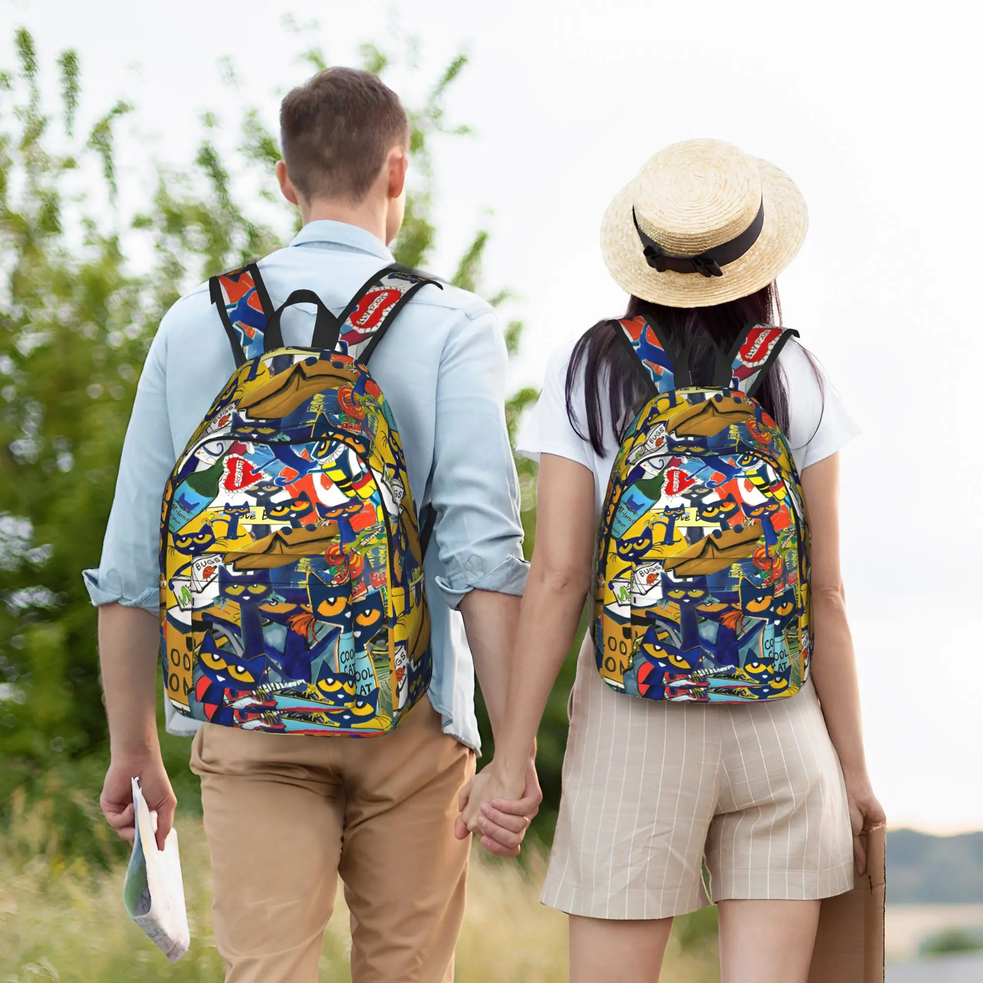 Cool Kitten Pete the Cat  Backpack for Men Women Fashion Student Work Daypack  Laptop Computer Canvas Bags Durable
