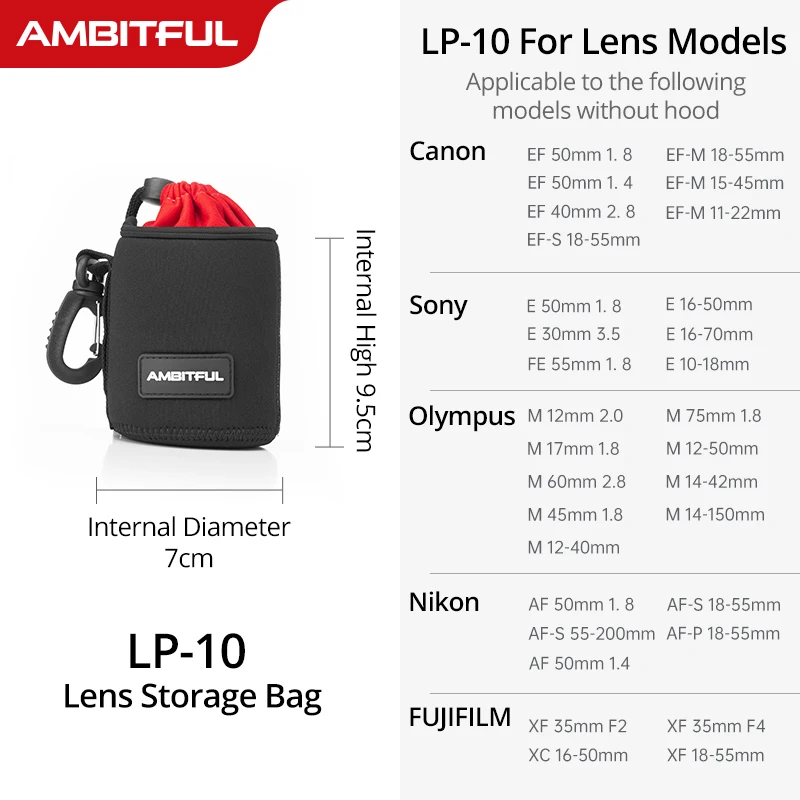 NIEUWE AMBITFUL Camera Lens Tas Tasje met S M L XL Maat voor Canon Sony Nikon DSLR Camera Lens Barrel Case met Haak