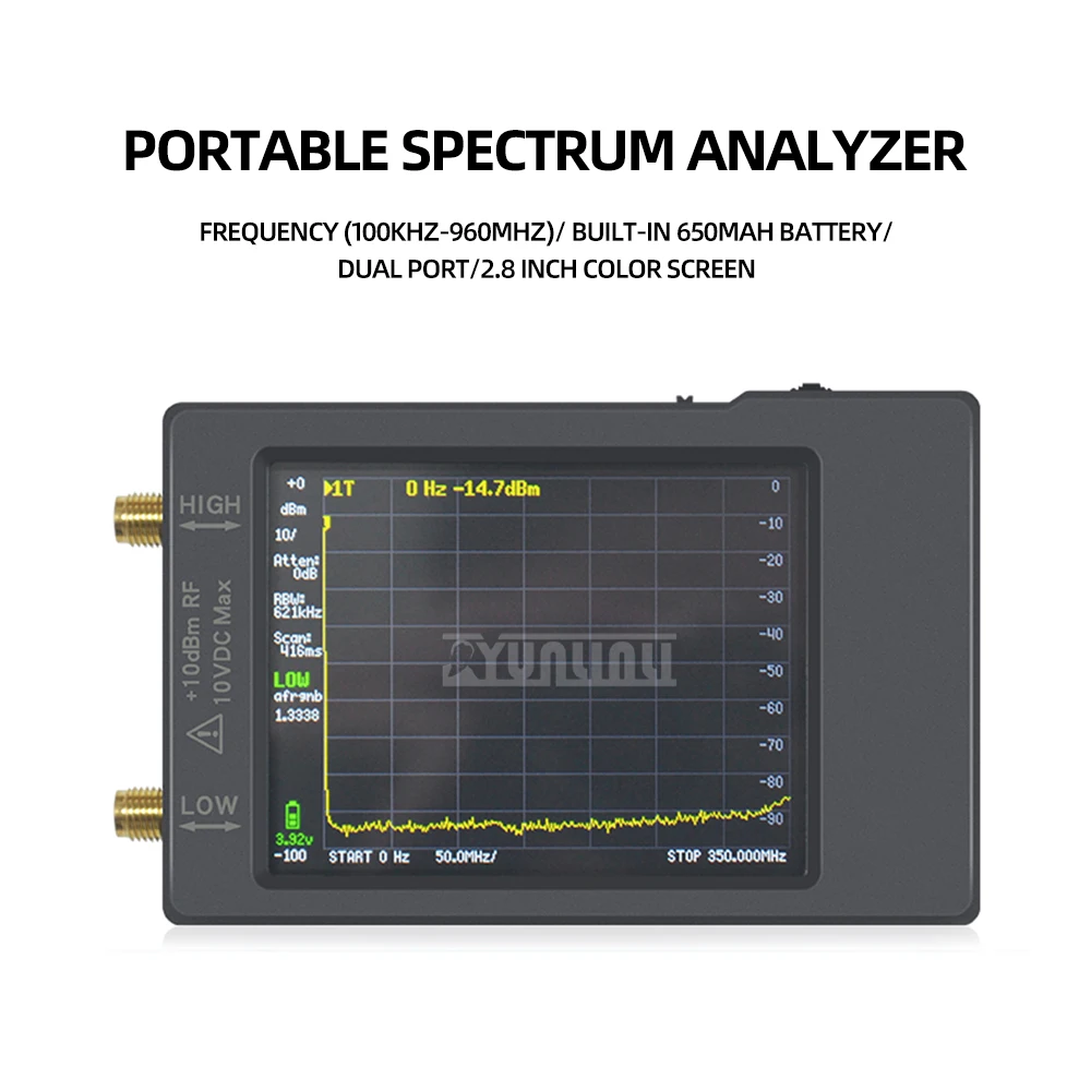 

Handheld Spectrum Analyzer 100KHz-960MHz Portable Spectrum Instrument Laboratory RF
