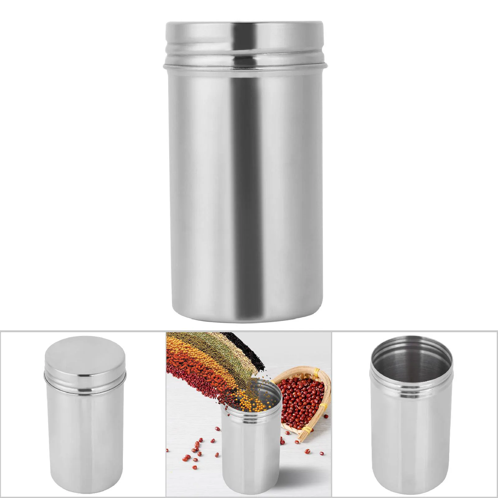 Stainless Steel Sealed Storage Jar Portable Airtight Food Storage Container Canister For Coffee Beans Flour Cereal Suga