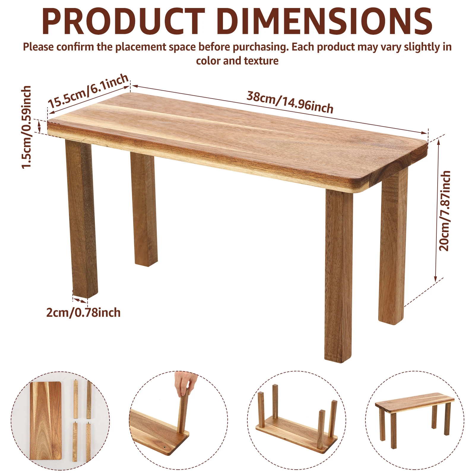 Elevated Wooden Desktop Storage Shelf Cabinet Counter Riser Multi Purpose Display Holder for Bedroom Vanity Tool Free Assembly