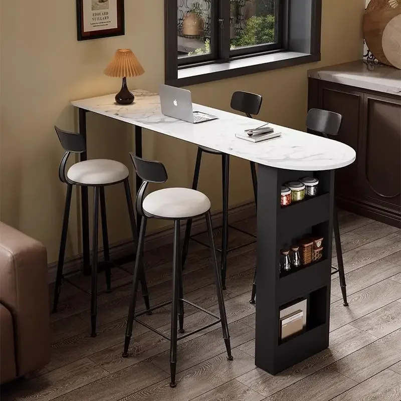 Living room coffee bar table island table integrated table household rock slab medium antique light luxury high sense partition