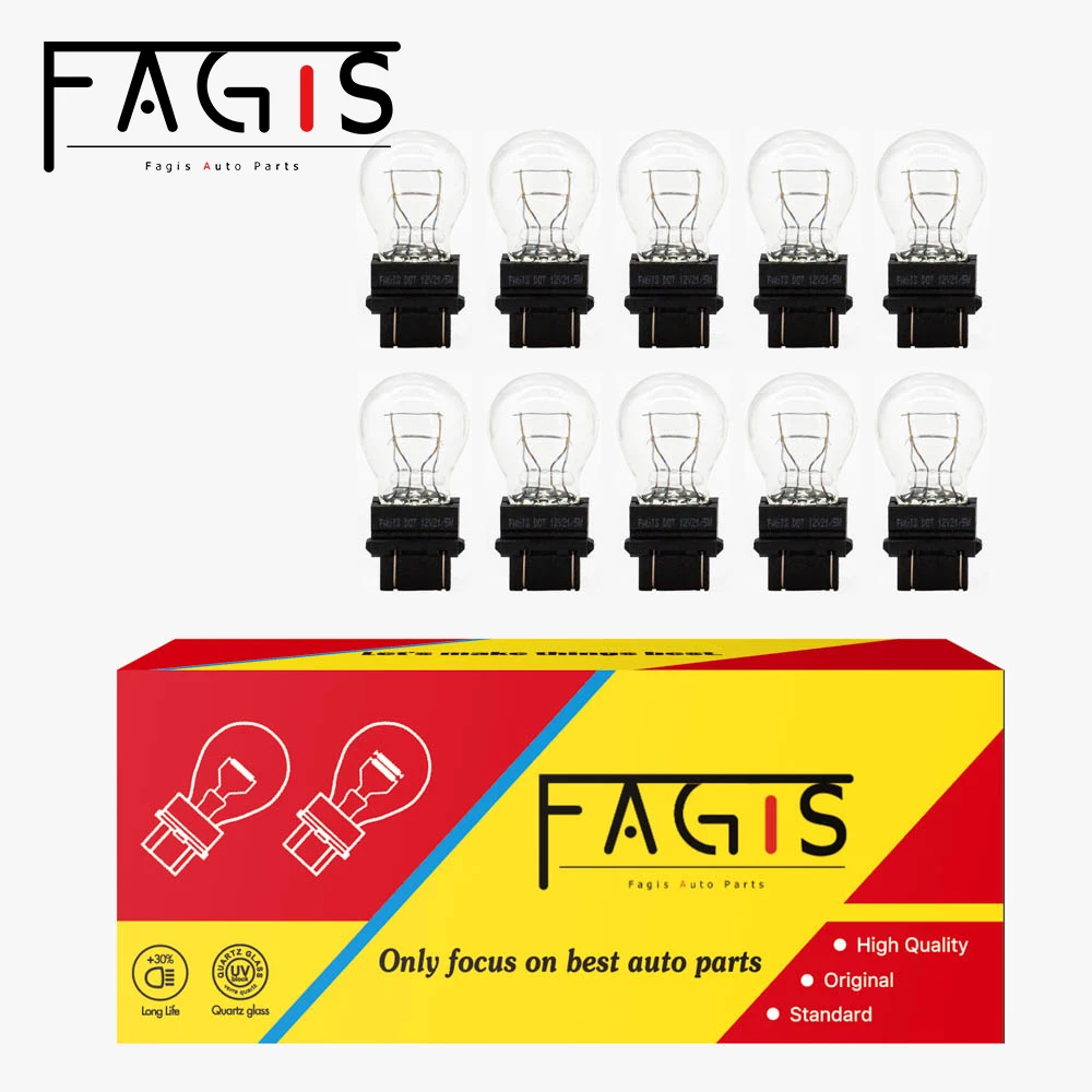 

Fagis 10pcs T25 3156 3157 12V 21W 21/5W Clear Car External Turn Signal Bulb Halogen Lamp Brake Light Amber White Taillight