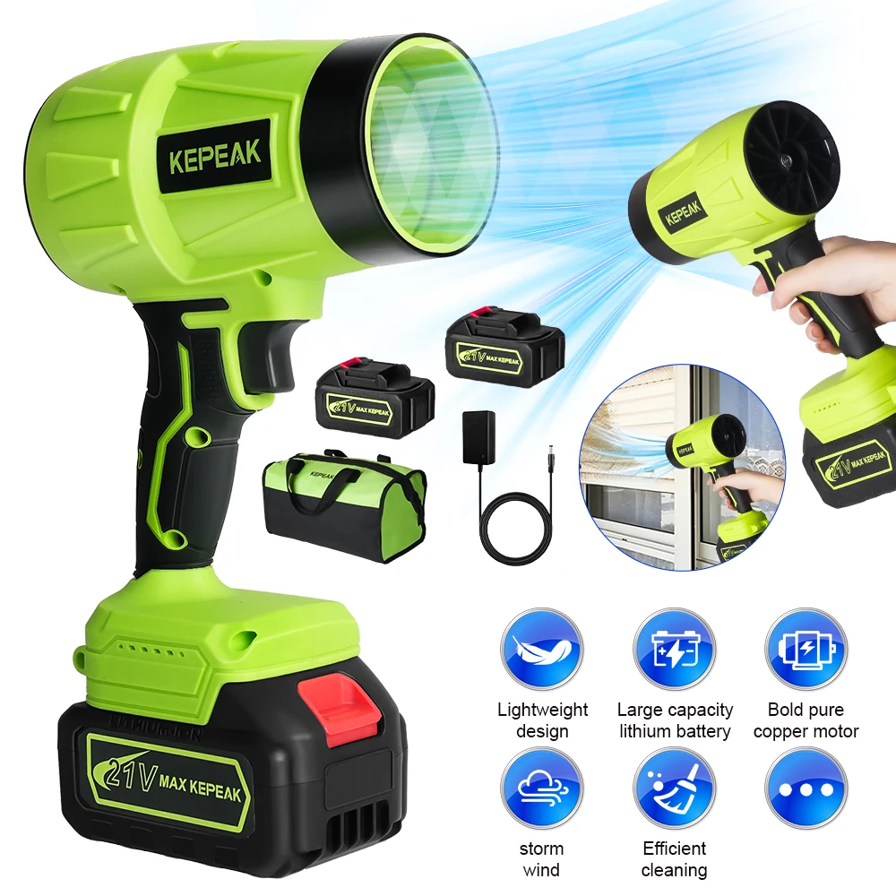 

Электрический беспроводной портативный турбонагнетатель, матовая штормовая машина, бытовой электроинструмент для очистки пыли и снега с 10-элементными, 2 аккумуляторами