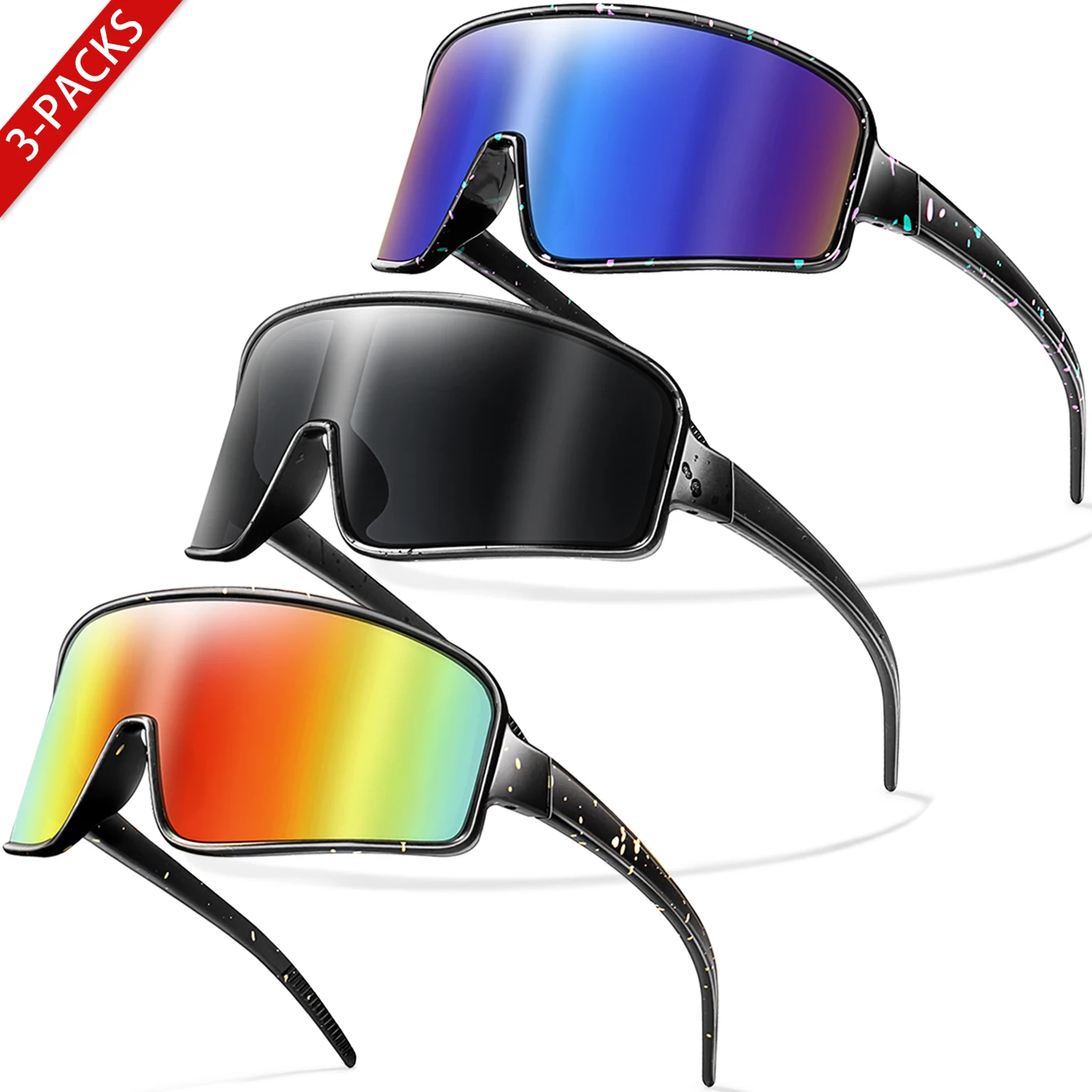 3 Packungen Mode UV400 Angeln Sonnenbrillen Winddichte Sportbrillen Männer Frauen Outdoor Fahren Laufen Radfahren Unisex Brillen