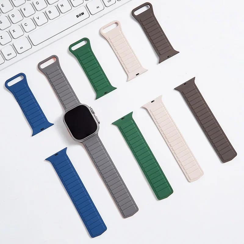 Silicone Loop Magnetic Strap For Apple Watch Band Ultra 49mm 45mm 44mm 40mm 41mm Bracelet for iWatch series Ultra 8 7 6 SE 5 4 3