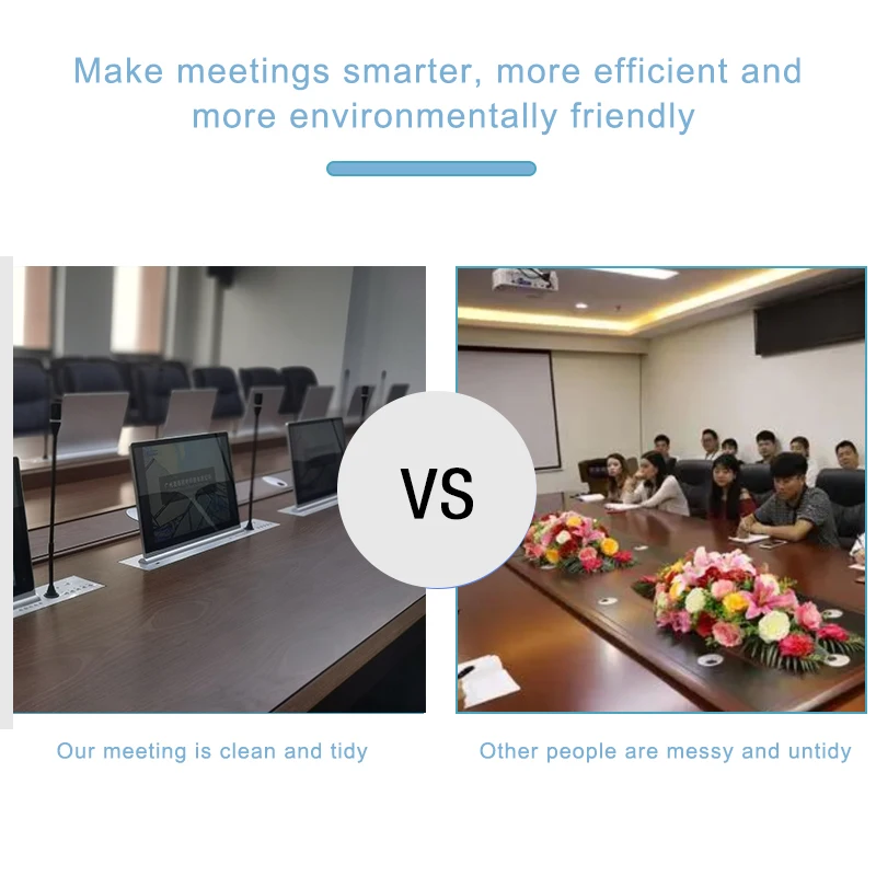 ميكروفون مكتبي مخصص عالي الجودة، نظام مؤتمرات Lcd مخفي بدون ورق لغرفة اجتماعات كبيرة