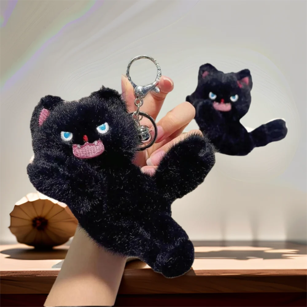 Key Chain Soft Keychain Lovely Cat Angry Kitten Cat Stuffed Cartoon Design Bag Pendant Accessories