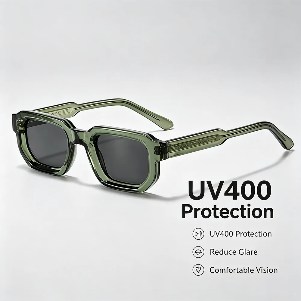 HBK New Fashion Small Frame Men Sunglasses Polygon Cupronickel Core Insert Leg Sun Glasses Outdoor Party Vacation Travel