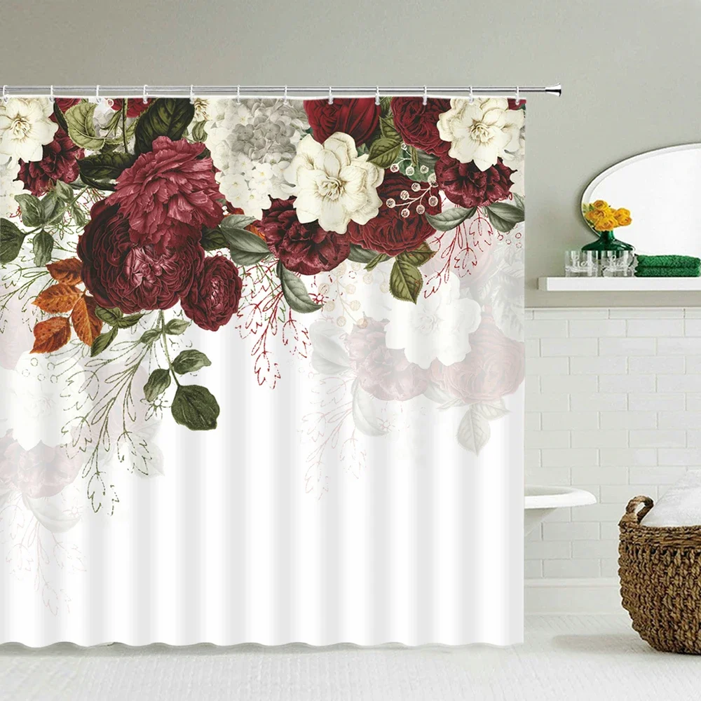 Waterproof Shower Curtains Flowers Birds 3d Bathroom Curtains With Hooks Home Decoration 180*240cm Printing Washable Bath Screen