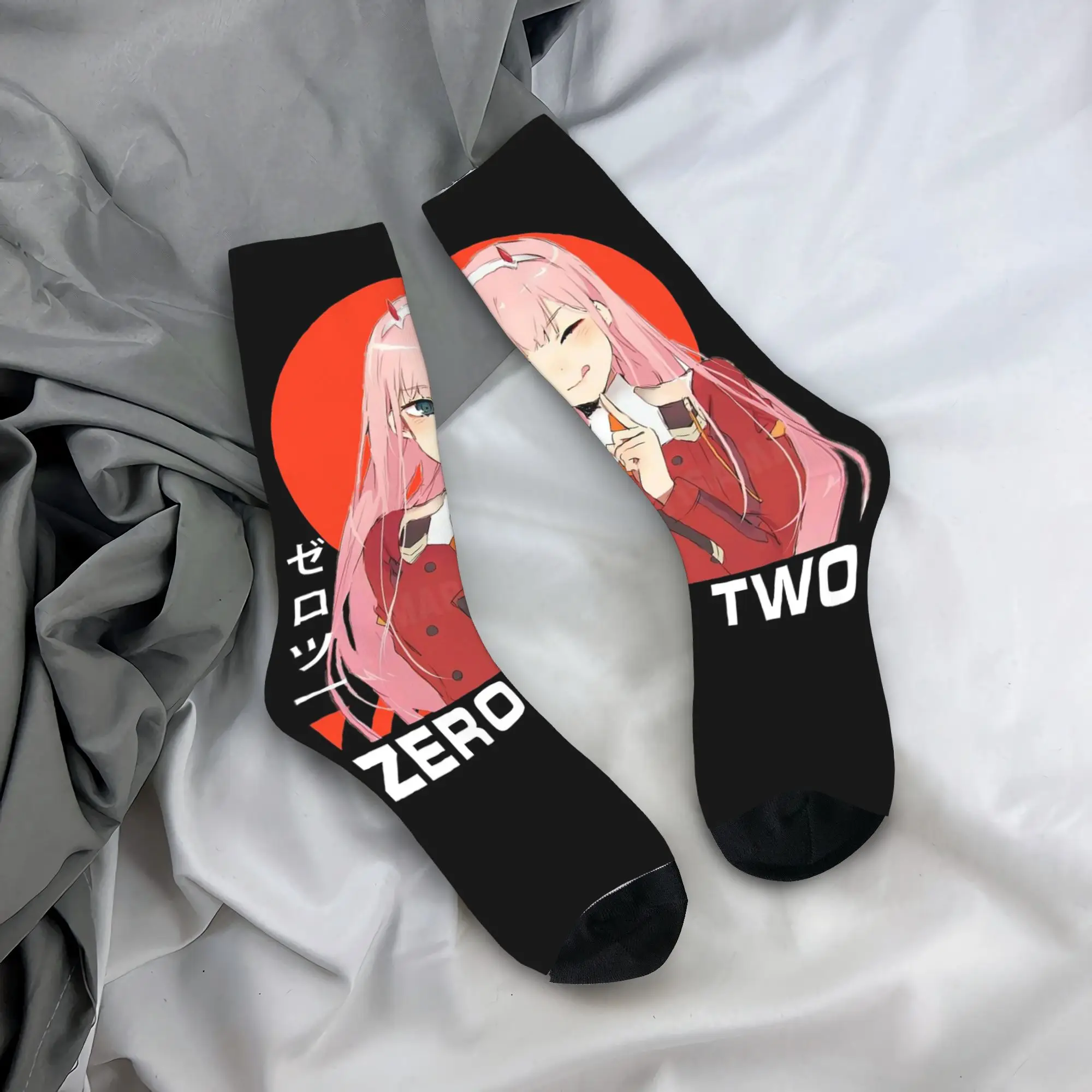 

All Seasons Crew Stockings Darling In The Franxx Anime Girl Zero Two Socks Harajuku Long Socks Accessories for Men Women Gifts