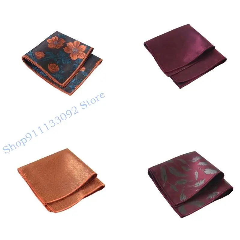 

H9ED Colorful Hankie Male Handkerchiefs Polyester Floral Pattern Super Soft Washable Hanky Chest Towel Pocket Handkerchiefs