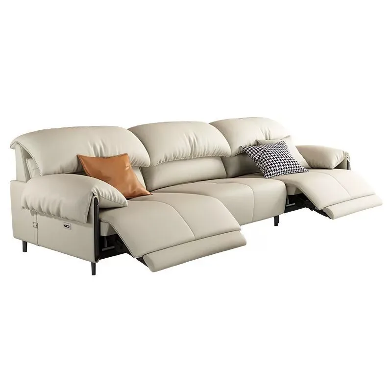 

Простой современный кожаный электрический функциональный диван первого слоя из воловьей кожи, скандинавский итальянский диван для гостиной