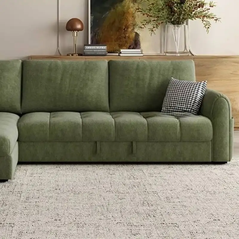 Wysokie sofy do salonu w kolorze zielonym, europejskie sofy do salonu z ciemnego sztruksu, zakrzywione sofy do salonu, leniwe sofy podłogowe, meble do salonu, wyposażenie domu.
