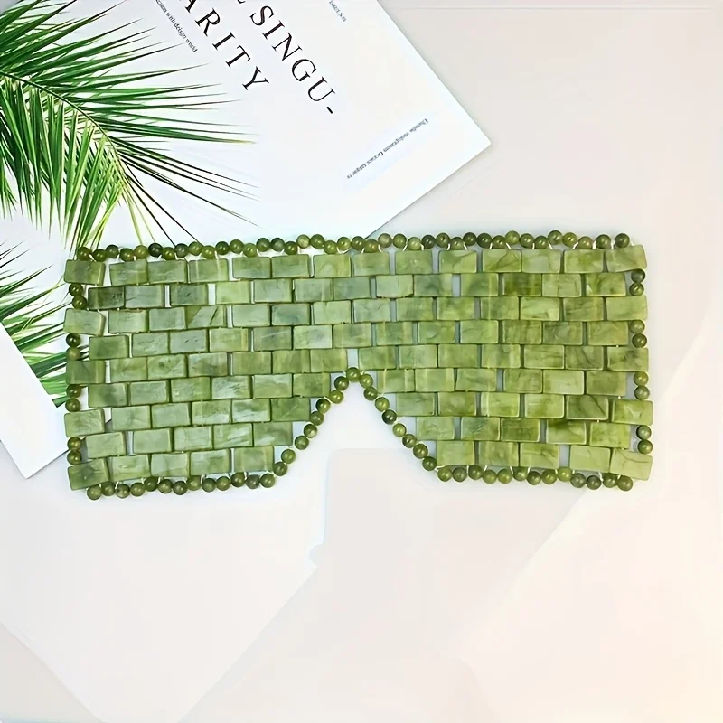 ใหม่หยก Facial Eye Mask Gouache Scraper Roller เครื่องนวดหยกหิน Guasha Cold Therapy Anti Aging Jade Mask เครื่องมือความงาม