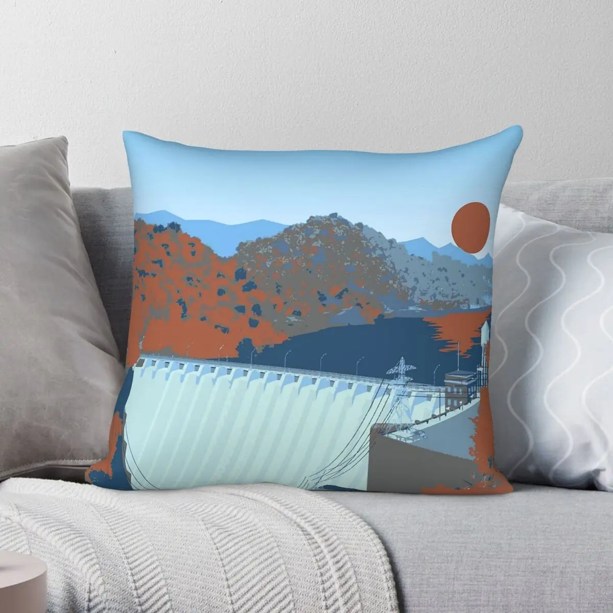 Ud Fontana Dam Ultimate Driving Square Pillowcase Polyester Linen Velvet Pattern Zip Decorative Pillow Case Sofa Cushion Cover
