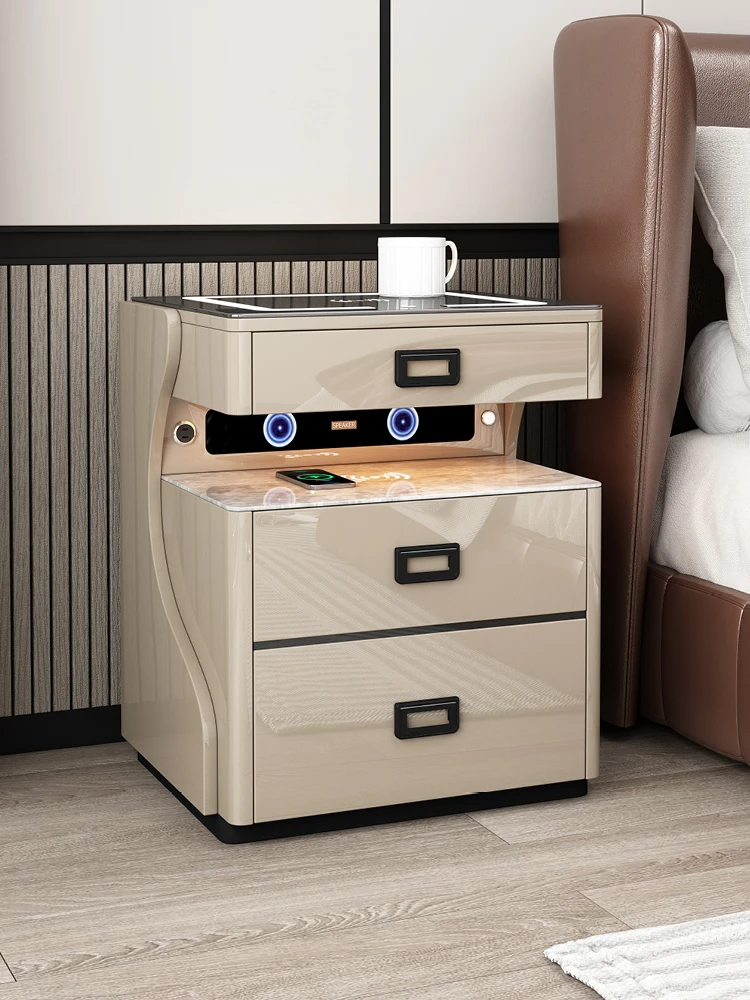 Smart bedside table, safe, wireless charging, Bluetooth speaker, fingerprint lock, voice controllable light, net red safe