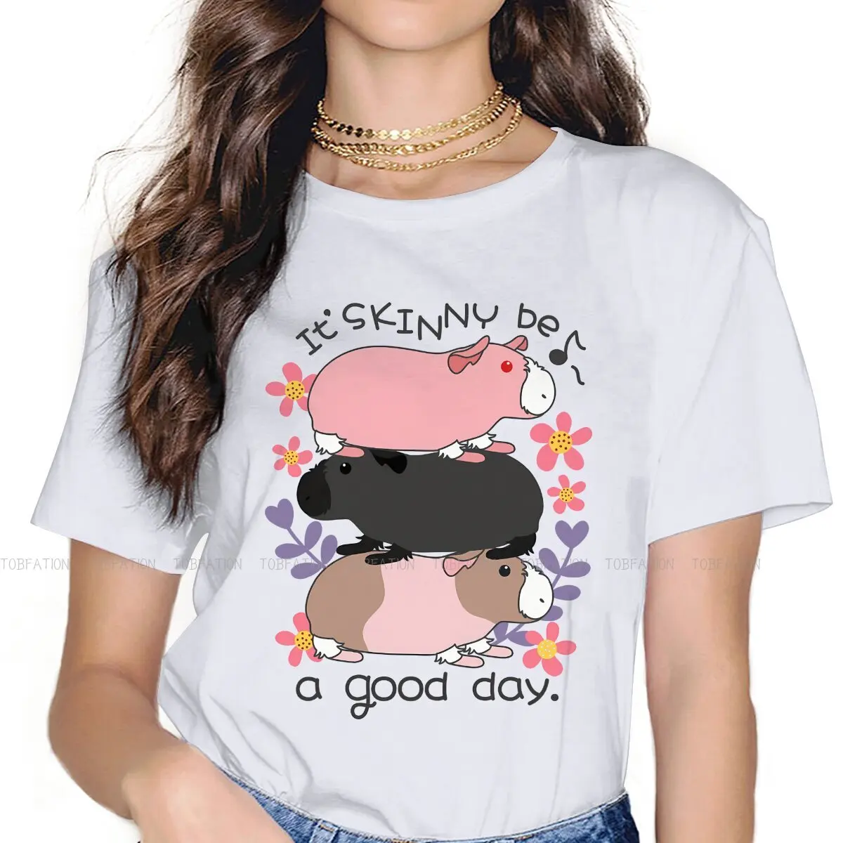 

Skinny Be A Good Day Hip Hop TShirt Pig Animal Creative 4XL T Shirt Female Short Sleeve Special Gift Idea