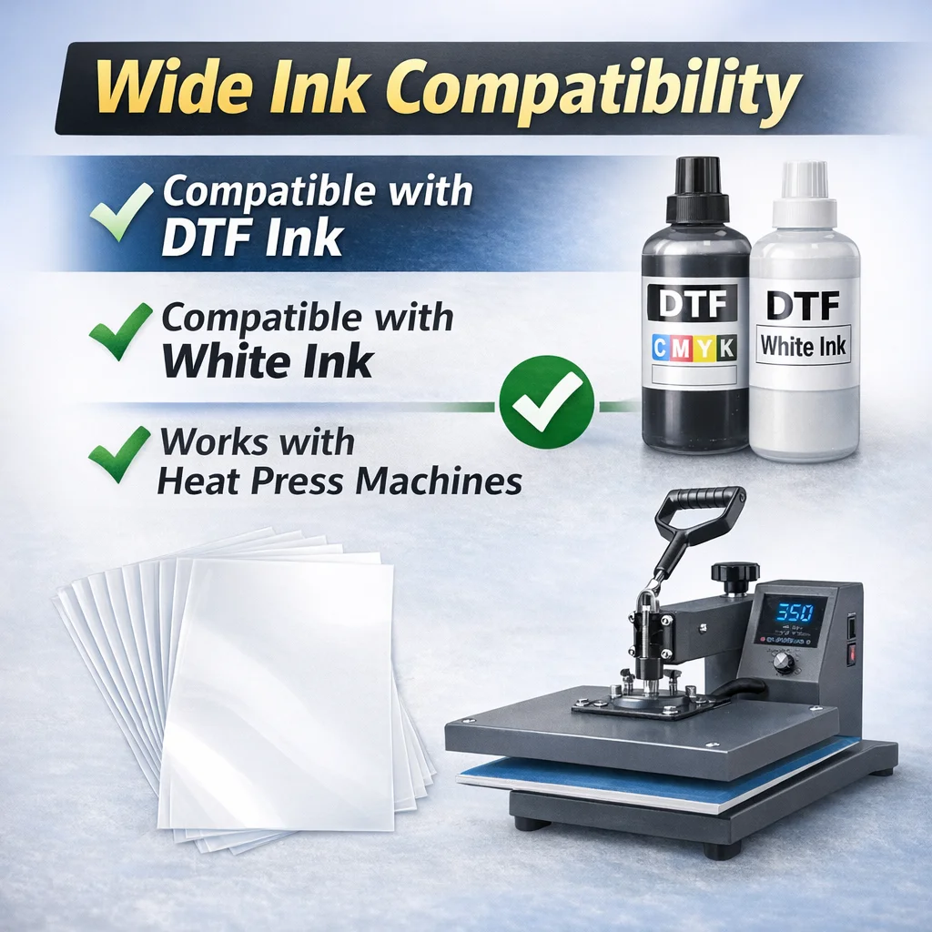 DTF Transfer Film Sheets, Matte Clear Heat Press Film, A4 (8.5\