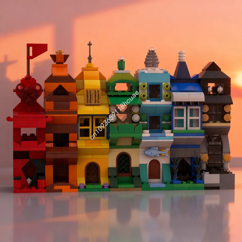 

602 шт. MOC Радужные домики Классическая модель Строительные блоки Строительство DIY Творческое образование Детские рождественские подарки Игрушка на день рождения