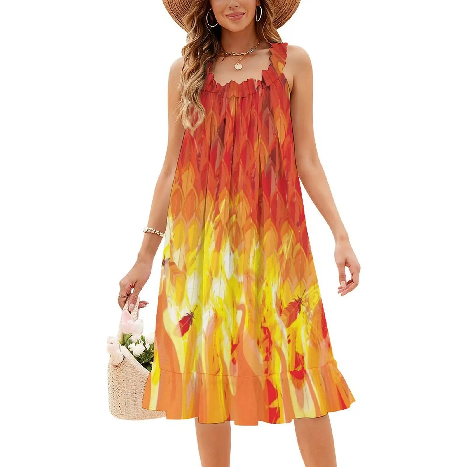 Феникс из пламени Платье в корейском стиле для женщин Элегантное повседневное платье для вечеринки или повседневного ношения Hot Heat Bird Birb Phoenix