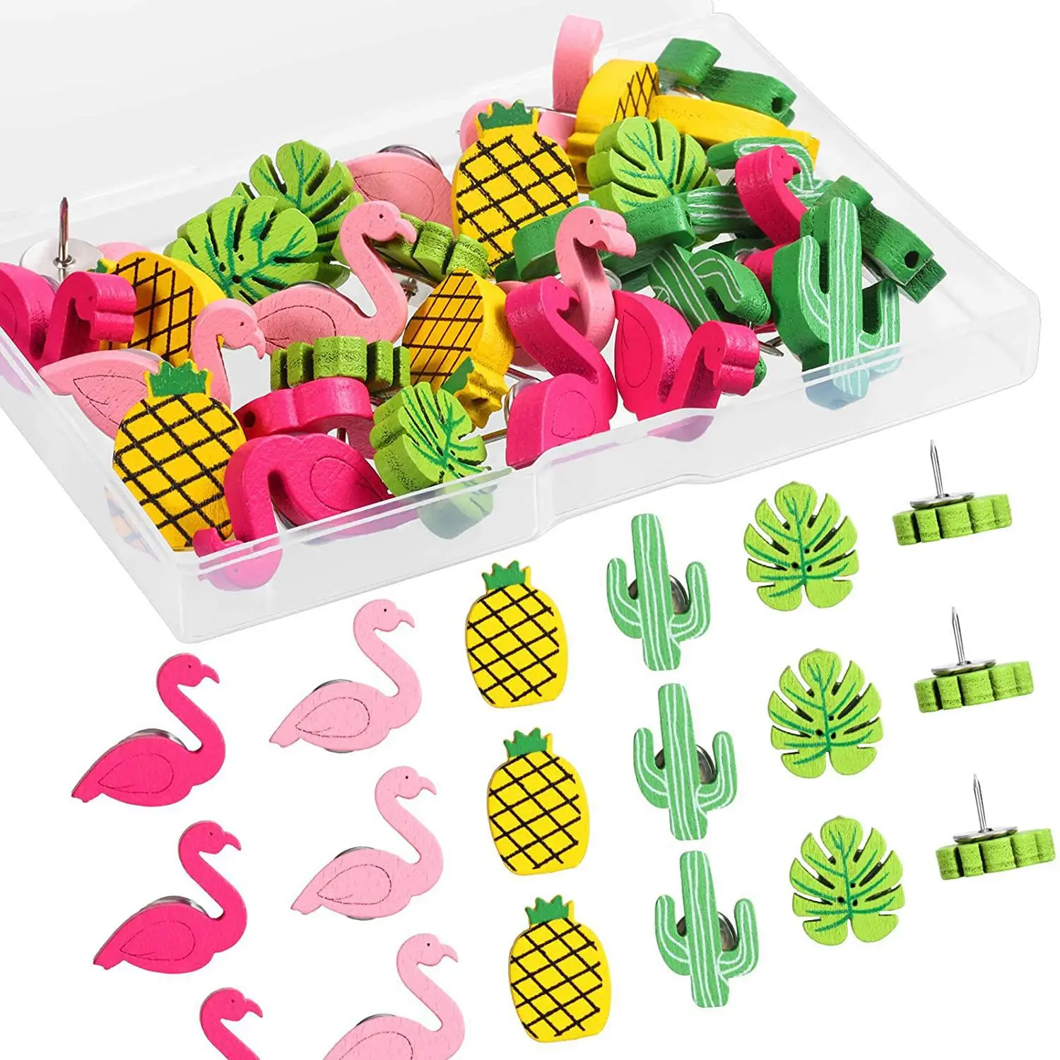 20/30/50pcs Cactus Shaped Thumb Tacks Decorative Drawing Pins Office Supplies Push Pins Wooden For Cork Boards Photo Wall Nail