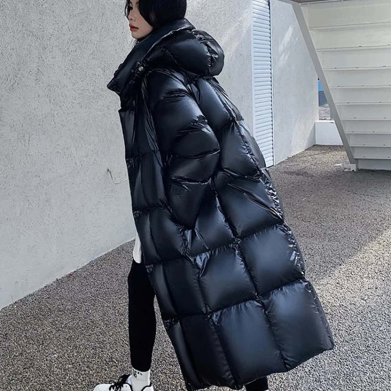 Puffer Jacket for Women, Windproof, Thickened, Loose, Warm Parka, Casual, Sporty, High-end Snow, Long Down Jackets, New, Winter