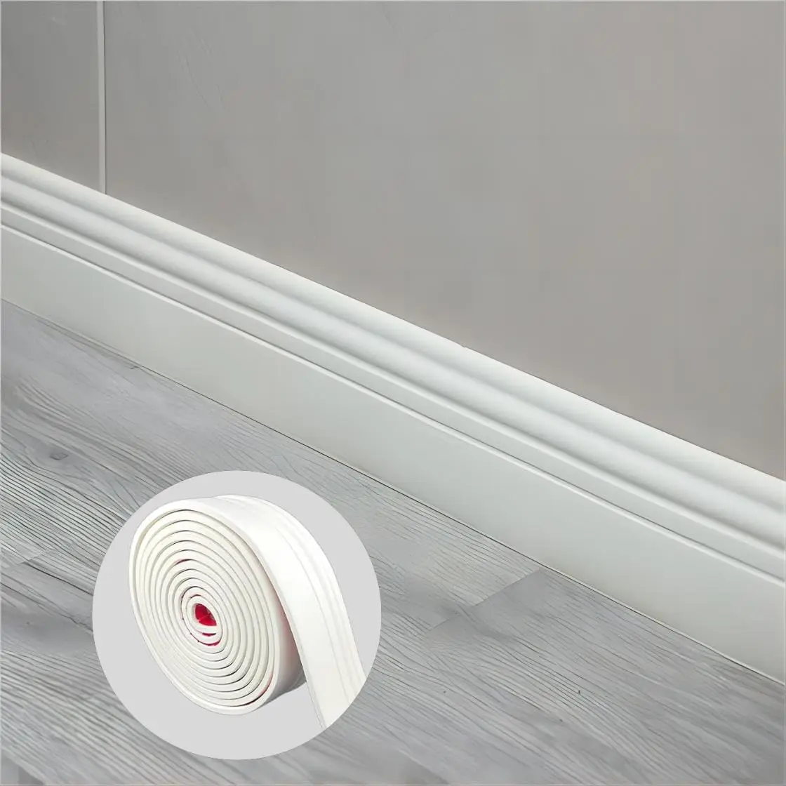 3m long cream wind self-adhesive skirting, made of NBR foam, suitable for indoor corners and waistlines