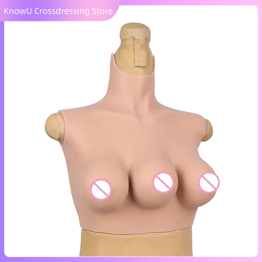 KnowU Realistic C Cup Three Tits Fake Breasts Artificial Three Boobs Cosplay Silicone Mold for Sissy Drag Queen Crossdresser