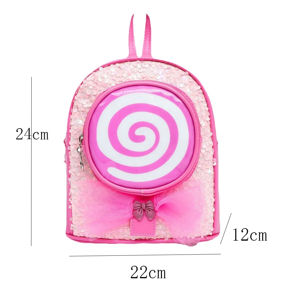 New Fashion Girls' Sequins Lollipop Backpack Custom Name Kindergarten Schoolbag Small Size Leisure Travel Outgoing Backpacks