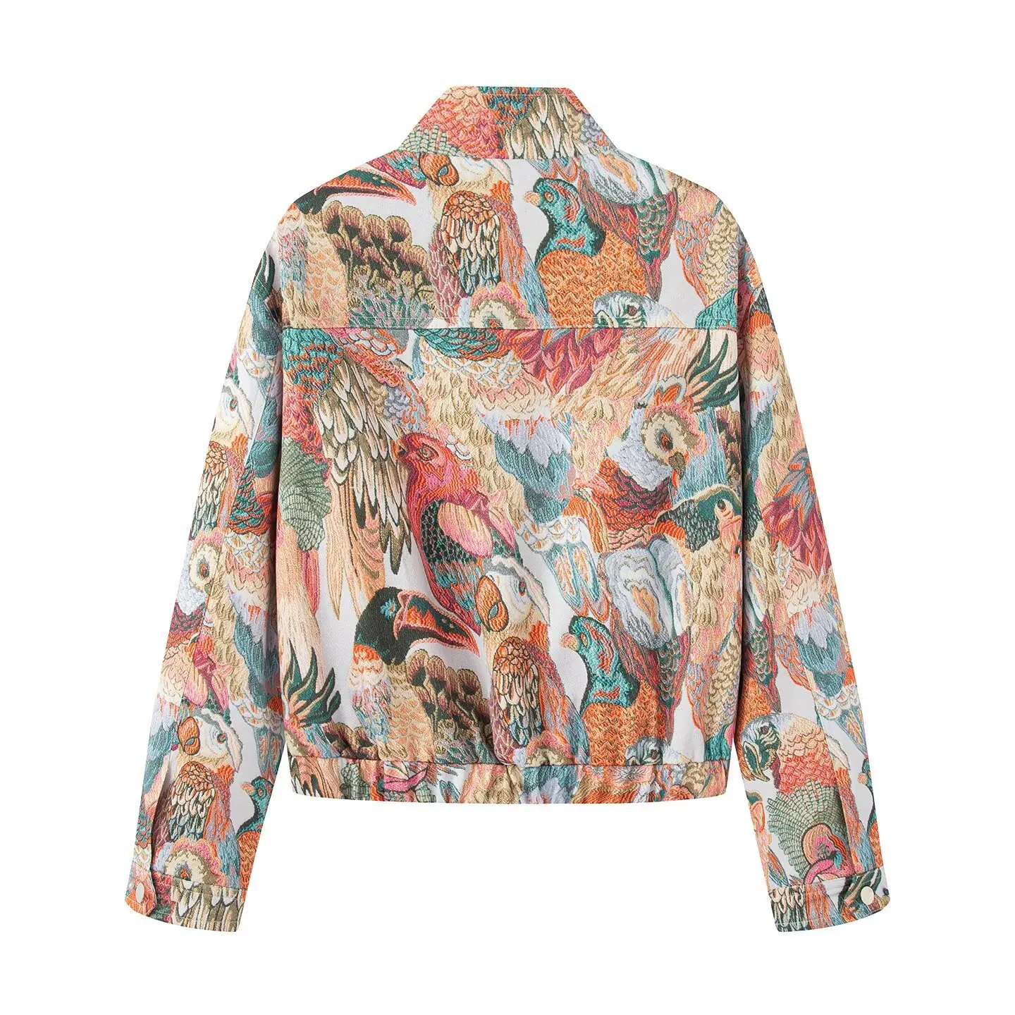 Maxdutti Women's Clothing 2026 Autumn New Fashion Trend Style Simple And Versatile Peacock Print Jacket Jacket Jacket