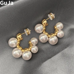 Fashion Jewelry Popular Style Round White Simulated Pearl Earrings For Women Accessories Party Gift 2023 Trend
