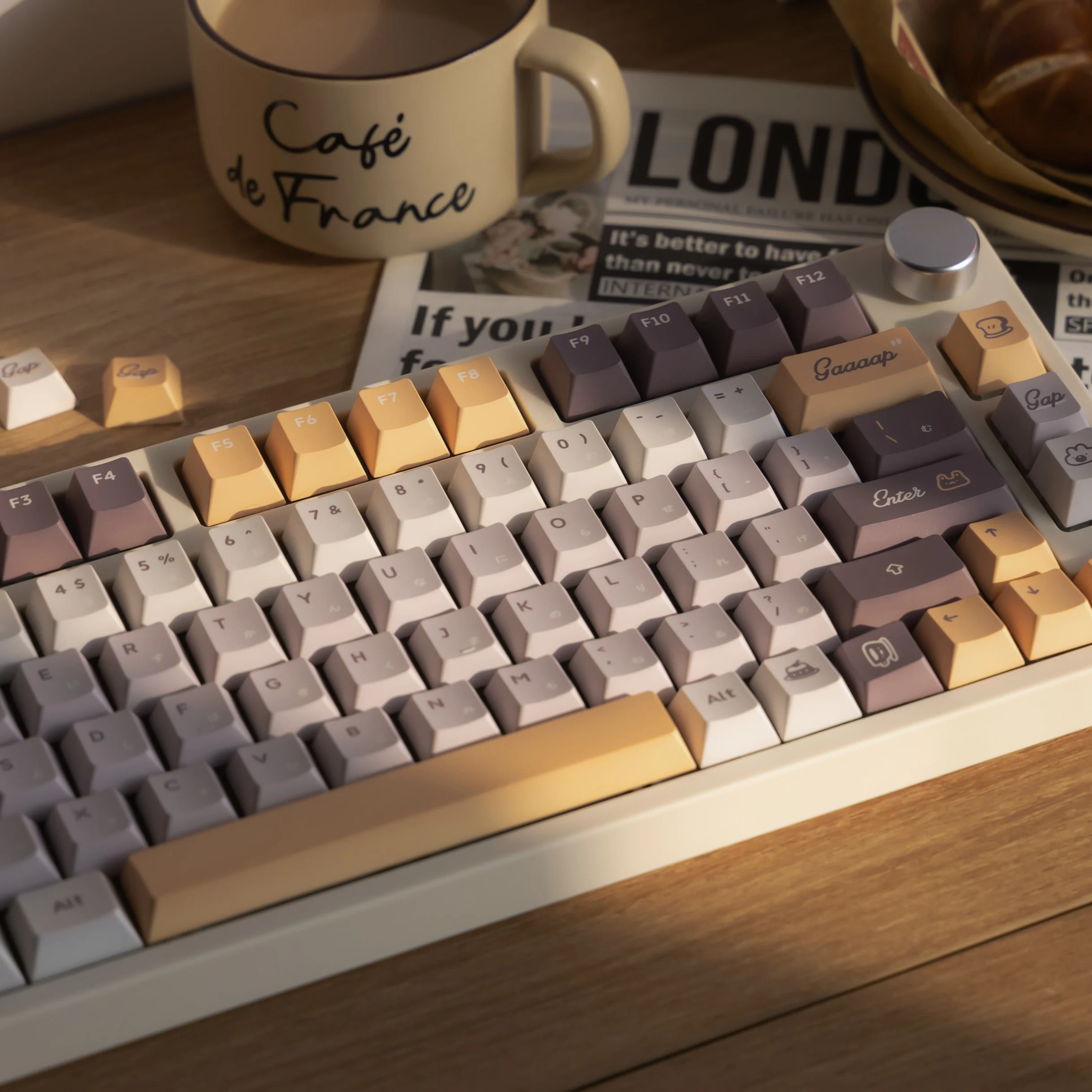 

Keycap gap chocolate milk coffee color simple lines hand-painted original new original keycap