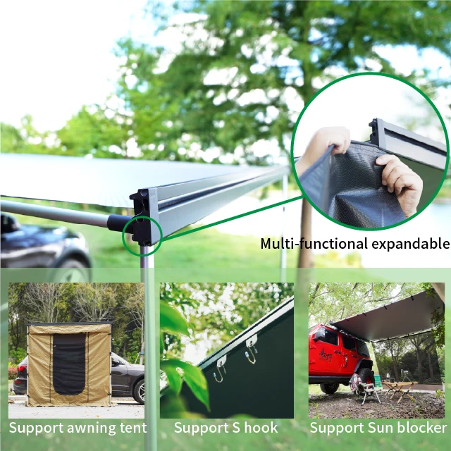 Wareda Aluminum Shell Semi Automatic Retractable 4x4 SUV Car Roof Side Awning