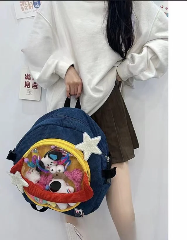 Bonita mochila transparente estilo Harajuku ita para niña, bolso con corazón, nivel alto de apariencia, estudiantes de secundaria, universidad, ins day