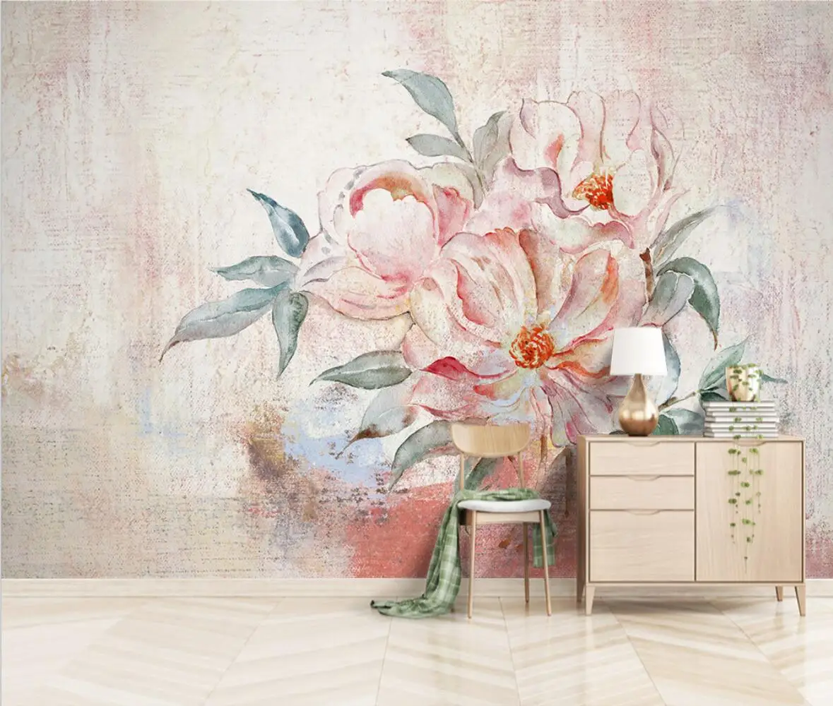 Custom Vintage oil painting peony Photo Wallpaper for Living Room Sofa TV Background home Decoration Mural wall paper wall decor