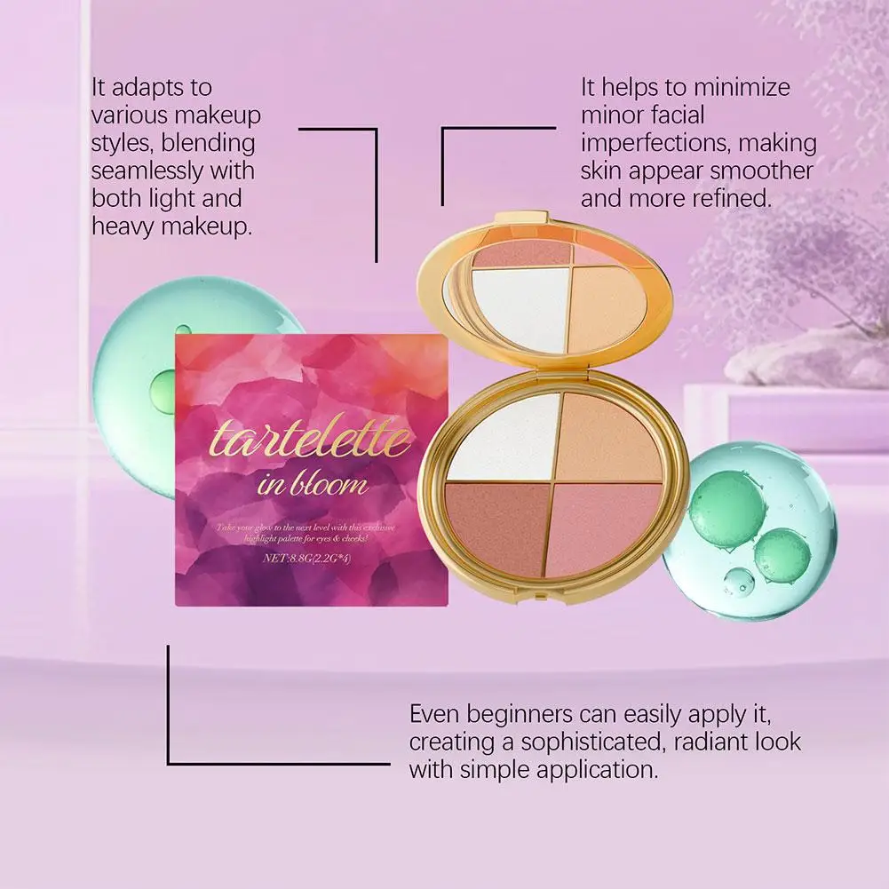 Paleta de maquiagem para olhos e bochechas - Textura de diamante de alto brilho Multiuso Natural Maquiagem diária Paleta de blush de sombra de olhos portátil