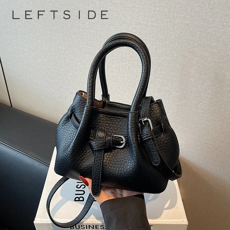 

LEFTSIDE PU Leather Small Crossbody Bags Lady Shoulder Bag for Women 2025 Fashion Short Handle Solid Color Handbags and Purses