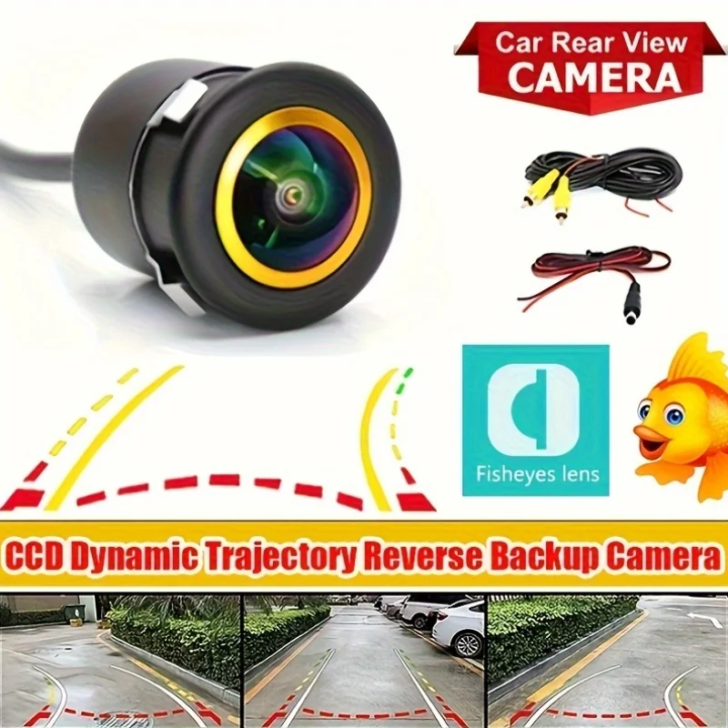 

Dynamic Trajectory Reverse Car Camera with 170° Fisheye Lens,Moving Trajectory Line for Easy Parking,18.5mm (0.728-inch)Drilling