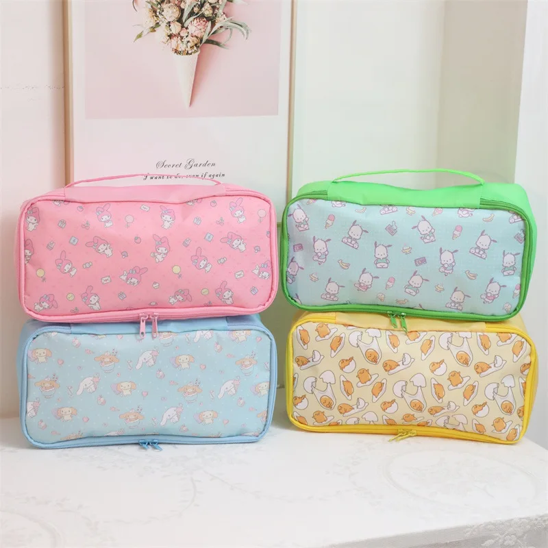 Portable Hello Kitty Sanrio Large Capacity Travel Storage Bag Kuromi Cinnamoroll Cosmetic Bag Suitable For School Work Travel