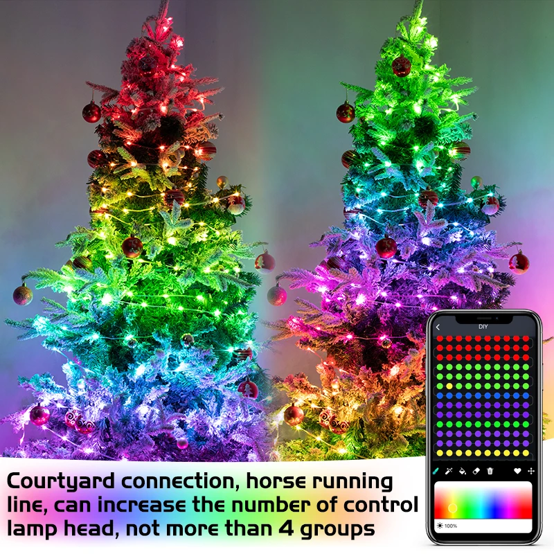 RGB IC Christmas String Light USB Fairy Lights Bluetooth Magic Leather Light APP Control Music Wedding Waterproof Outdoor Lamp